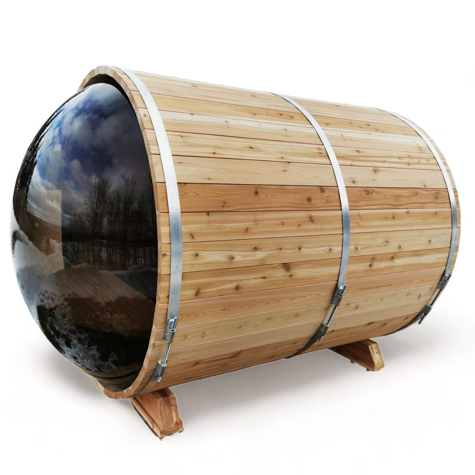 8 Ft Panoramic Barrel Sauna with Porch